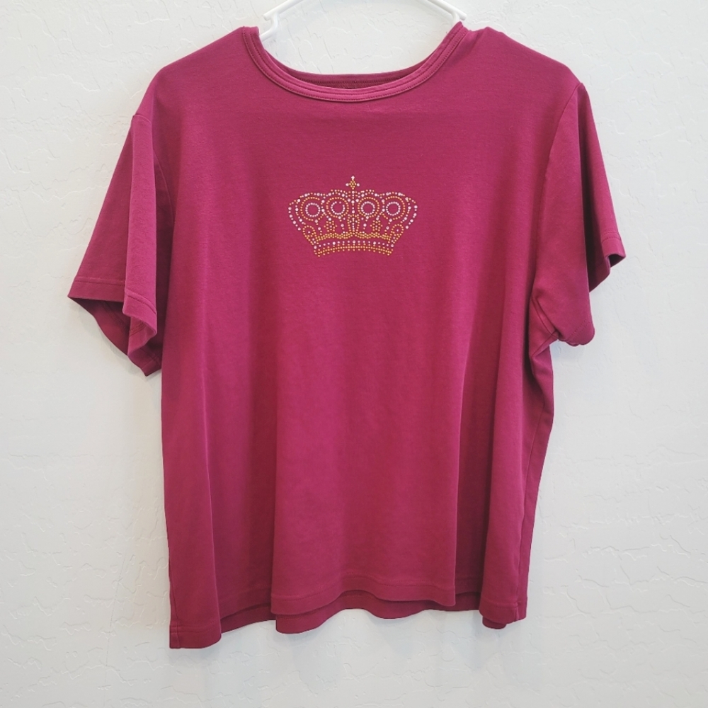 Cruise Wear Pink Crown Short Sleeves Crew Neck Tee Women's Size XL